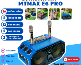 Loa Xách Tay Bluetooth MTMAX E6 Pro,16 Loa 2 Bass 16, 12 Trung, 2 Treble,Kèm 2 Micro Không Dây