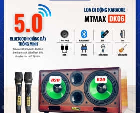 Loa Di Động Thùng Gỗ Sang Trọng Cao Cấp MTMAX DK06, Trang Bị 2 Bass 20 Và 2 Treble 