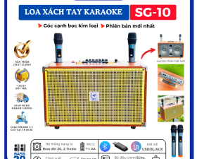 Loa Xách Tay Di Động Karaoke SG10 Bass20 Âm Thanh Chắc Kèm 2 Micro