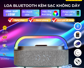 Loa Bluetooth S305 Nghe Nhạc, Xem Giờ, Sạc Nhanh 15W, Âm Thanh Vòm 360 Độ, Đèn LED RGB