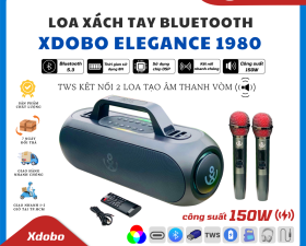 Loa Xách Tay Bluetooth Xdobo Elegance 1980 Công Suất 150W Chip Xử Lý DSP, Công Nghệ TWS, Kèm 2 Micro