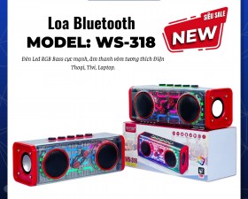 Loa Bluetooth WS318 Trong Suốt Kèm Đèn Led RGB Bluetooth 5.0, USB, AUX, TF, TWS, FM Radio