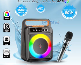 Loa Nghe Nhạc Karaoke MS79 Kèm Micro Bass17cm Led RGB Công Suất 50W Pin 3600mAh