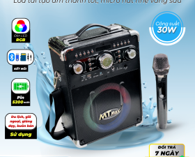 Loa Nghe Nhạc Karaoke S80 Đèn Led RGB Loa 20 Cm Quai Xách Chắc Chắn