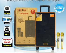Loa Kéo TTD2820W Bass Đôi 20cm Thiết Kế Kiểu Dáng Gỗ Sang Trọng Công Suất 350W