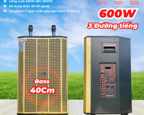 Loa Kéo V2024 Bass 40, 3 Đường Tiếng Bass Trung Treble Công suất 600W-1000 Chơi được 30 - 50 Người