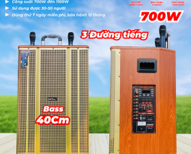 Loa Kéo V2026 Bass 40 Căng Ấm 3 Đường Tiếng Bass Trung Treble Công suất 700W Chơi được 30 - 50 Người