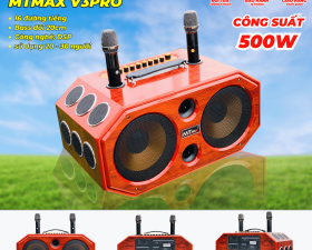 Loa Karaoke Xách Tay MTMAX V3Pro 16 Đường Tiếng, Hệ Thống Bass Đôi 20 Công Suất 350W-500W