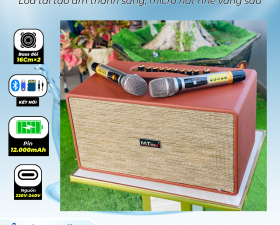 Loa Xách Tay Karaoke MTMAX M16Pro Bass Đôi 16.5CM, trung 7.6cm, treble 5cm Pin 12.000mAh, Bo K10Plus
