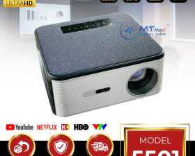 Máy Chiếu Mini 4K 5501 Tự Động Lấy Nét Android TV 9 Cho Phép Tải Các App (Youtube, Netflix, VTV,. .)