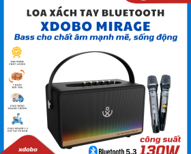 Loa Xách Tay Xdobo Mirage 130W, Chống Nước IPX5 Đèn Led RGB Nhấp Nháy Kèm 2 Micro Không Dây