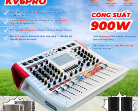 Mixer Liền Công Suất MTMAX KV6Pro Đẩy Liền Vang, Liền Mixer Công Suất 900W Chỉnh EQ, 99 Hiệu Ứng