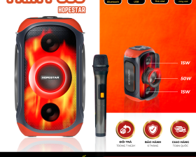 Loa Hopestar Party 300 Công Suất 80W Đèn Led RGB Bắt Mắt Kèm Micro Karaoke