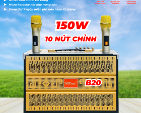 Loa Di Động Karaoke 10 Nút MTMAX B52+ Viền Sắt Bass20 Chỉnh Bass, Treble, Delay, Echo