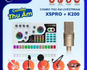Combo Thu Âm, Livestream Chuyên Nghiệp Soundcard X5 - Micro K200 - Phụ Kiện