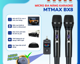 Micro Karaoke BX8 Pro Không Dây Đa Năng Chuyên Dụng Cho Loa Di Động, Xe Ôtô, Loa Kéo, Amply