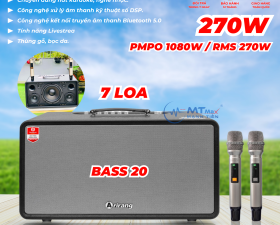 Loa Arirang MB2s 7 Loa Bass20 Công Suất 270W Tích hợp 3 bộ DSP Kèm 2 Micro UHF Cao Cấp