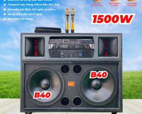 Loa Điện MTMAX BK15 Cao Cấp 4 Trong 1 Tích Hợp Micro, Vang, Đẩy 2 Bass Lớn 4 Tấc 1500W