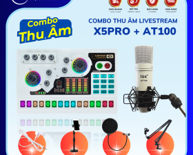 Combo Thu Âm, Livestream Chuyên Nghiệp Soundcard X5 - Micro AT100 Kèm Phụ Kiện