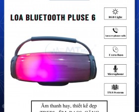 Loa Bluetooth Pluse 6 mới nhất, Âm thanh sống động công suất lớn, Đèn Led nhiều màu sắc