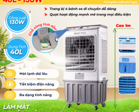 Quạt Hơi Nước MAKI PRO QF35 Dung Tích 40 Lít Công suất 130W 4 Bánh Xe Làm Mát Đến 40m2