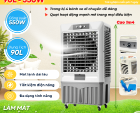 Quạt Điều Hòa Hơi Nước MAKI PRO QF90 Dung Tích 160 Lít Công suất 1500W 4 Bánh Xe Di Chuyển