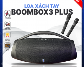 Loa Xách Tay Boombox 3 Plus - Loa Nghe Nhạc Công Suất 80W Tặng Kèm 2 Micro Karaoke