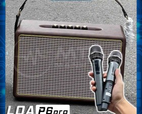 Loa Bluetooth karaoke xách tay P6 Pro tặng kèm 2 mic