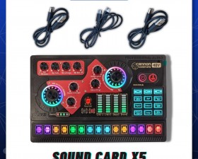 SoundCard X5 mới 2023 Hỗ trợ Auto-tune Bluetooth Pin sạc Đèn LED và nhiều hiệu ứng âm thanh đa dạng