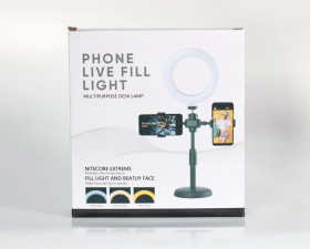 Đèn Led Livestream Để Bàn Tích Hợp 2 Kẹp Điện Thoại - 16cm - Đèn livestream 2in1
