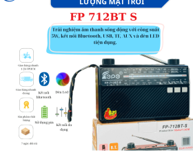 Đài Radio FP712BTS sử dụng pin năng lượng trời âm thanh sống động gọn nhẹ kết nối đa dạng