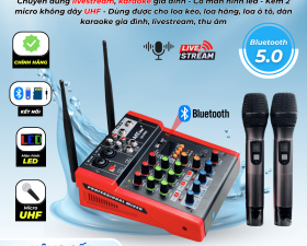 Mixer G5Pro bluetooth 5.0 Nâng Cấp Amply Loa Kéo Kèm 2 Micro UHF