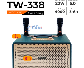 Loa Di Động Karaoke TW338 Kèm 2 Micro Không Dây Âm Thanh Trầm Ấm, Bass