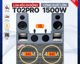 Loa Kéo Karaoke Di Động T02 Pro - Công Suất Cực Lớn 1500W, Hệ Thống 10 Loa 3 Đường Tiếng