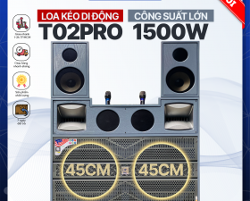 Loa Kéo Karaoke Di Động T02 Pro - Công Suất Cực Lớn 1500W, Hệ Thống 10 Loa 3 Đường Tiếng