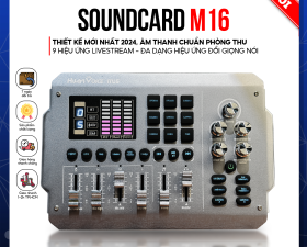 SoundCard M16 - Thu Âm Livestream Tại Nhà, Bluetooth 5.0, Micro 48V, 9 Hiệu Ứng Âm Thanh,