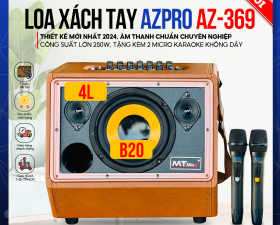 Loa Xách Tay Azpro AZ369 - Công Suất Lớn 250W, Thiết Kế Nhỏ Gọn, 3 Loa 2 Đường Tiếng