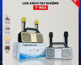 Loa Xách Tay T902 - Loa Xách Tay Di Động, Đi Kèm Micro Xịn Sạc Pin Trực Tiếp, Hát Karaoke