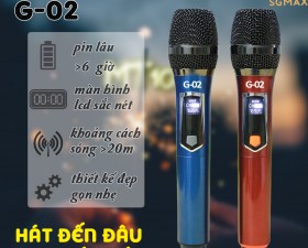 Micro Không Dây SGMAX G02 , Mẫu 2 Mic Mới, Chuyên Dùng Cho karaoke Hát Nhẹ
