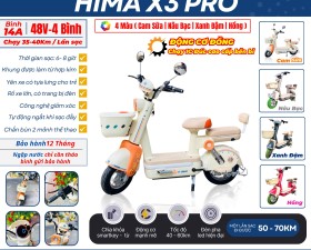 Xe Đạp Điện X3Pro Khóa Smartkey Thông Minh Kết Hợp Thẻ Từ Tốc Độ 35-45km/h Sạc 1 Lần Đi Được 50-70km