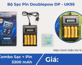 Combo Bộ Sạc Pin UK95 Và 4 Viên Pin Sạc AA 3300mah, Bộ Sạc Màn Hình Led Hiển Thị Phần Trăm PinPin AA