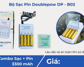Combo Bộ Sạc Pin B02 Và 4 Viên Pin Sạc AA 3300mah, Hàng Chất Lượng, Pin AA