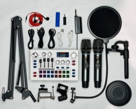 Combo Karaoke Thu Âm Livestream Gia Đình Giá Rẻ - Soundcard X7 + Micro Chính Hãng AK298