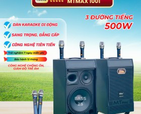 Loa Kéo Karaoke Di Động MTMAX 1001 Hệ Thống Bass 25, 1 Trung, 1 Treble, Công Suất 500W, Kèm 2 Micro