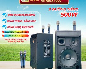 Loa Kéo Karaoke MTMAX 1002 Hệ Thống Bass 30, 1 Trung, 1 Treble, Công Suất 450 -  500W, Kèm 2 Micro
