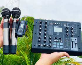 Combo Mixer  B12 Và Micro  K60 Pro –  Vừa Thu Âm Vừa Hát Ra Loa, Tặng Kèm Phụ Kiện Kết Nối
