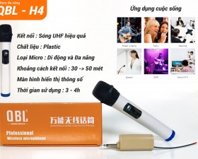 Micro không dây đa năng QBL H4 - Micro đa năng giá tốt, sử dụng cho mọi loại thiết bị âm thanh