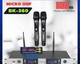 Micro Karaoke Không Dây BK360 Đầu Thu 2 Râu Bắt Sóng Cực Xa