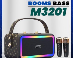 Loa Bluetooth BOOMS BASS M3201 Sang Trọng Công Suất Lớn Bass Cực Căng Kèm 2 Micro