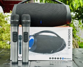 Loa Bluetooth Karaoke Boombox3 Kèm 2 Micro